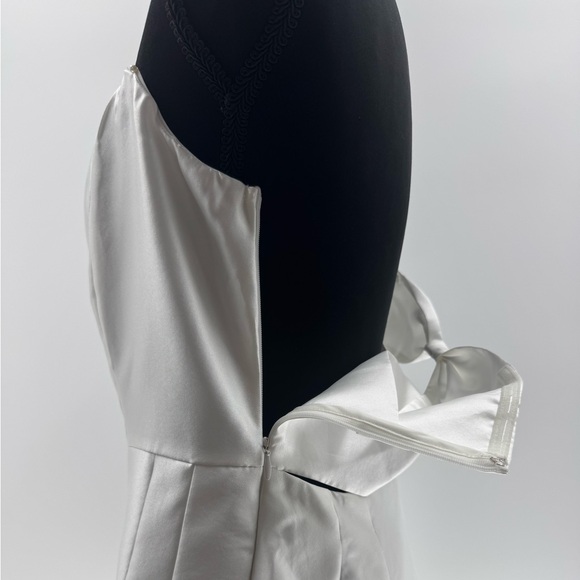 Lulus Pristine Love White Taffeta Strapless Long Maxi Dress With Pockets, Size L - Picture 11 of 16